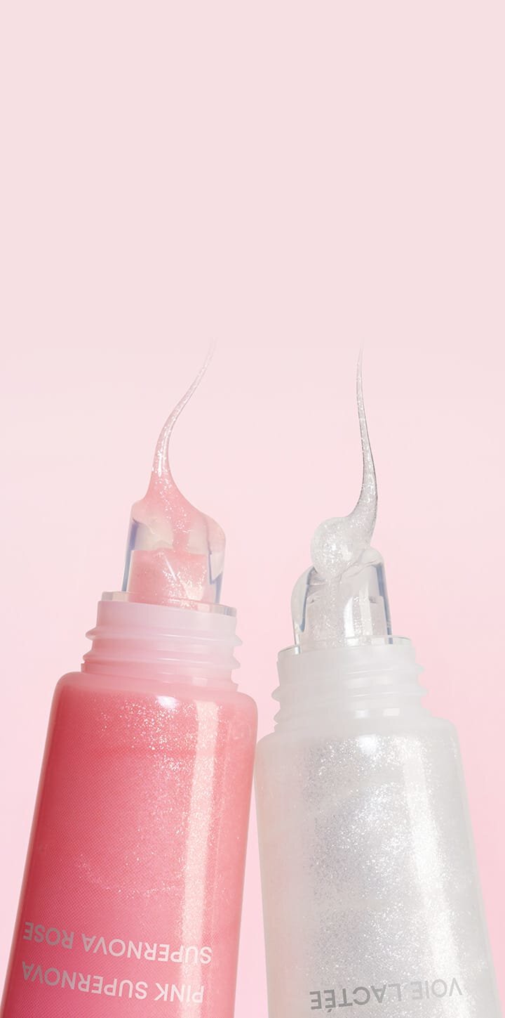 Lip Glowy Balm Stardust Edition Pink Supernova, Milky Way texture