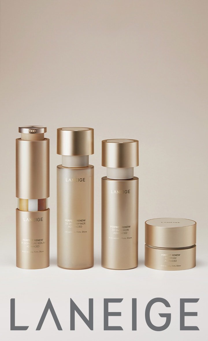 LANEIGE Perfect Renew 3X Lineup Product Image - Signature Serum, Skin Refiner, Emulsion, Cream Advanced