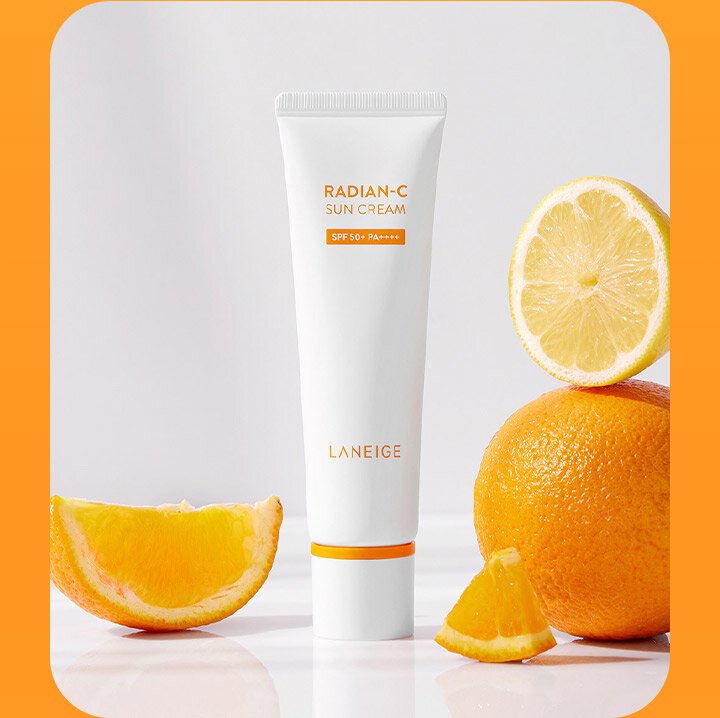 Radian-c sun cream, smart blemish control, Vitamin C sun cream.