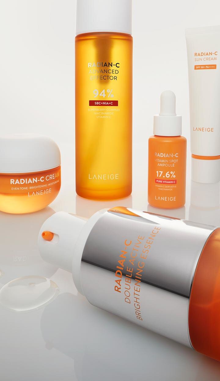 LANEIGE Radian-C Cream, Radian-C Advanced Effector, Radian-C Spot Serum, Radian-C Sun Cream, Radian-C Double Active Brightening Essence