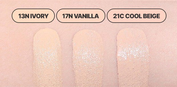13N IVORY, 17N VANILLA, 21C COOL BEIGE