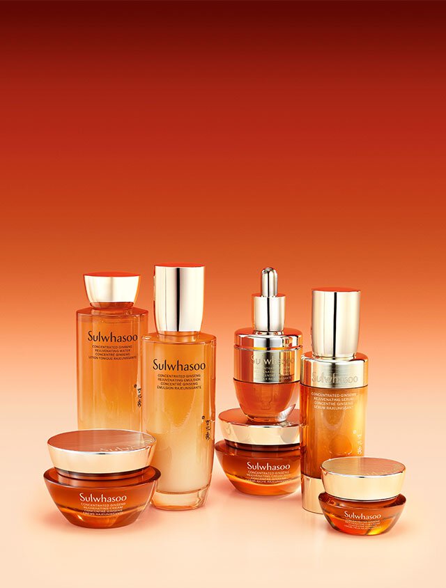 NEW SULWHASOO CONCENTRATED GINSENG LINE - CONCENTRATED GINSENG REJUVENATING CREAM, CONCENTRATED GINSENG REJUVENATING CREAM RICH, CONCENTRATED GINSENG REJUVENATING EYE CREAM, CONCENTRATED GINSENG REJUVENATING WATER, 
                            CONCENTRATED GINSENG REJUVENATING EMULSION, 
                            CONCENTRATED GINSENG REJUVENATING AMPOULE, 
                            CONCENTRATED GINSENG REJUVENATING SERUM