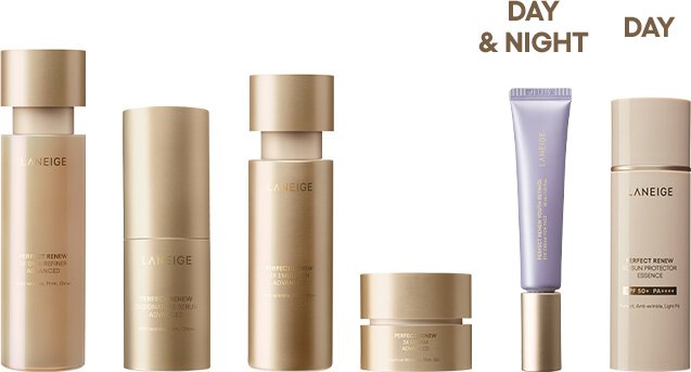 LANEIGE 3x Skin Refiner Advanced, 3x Signature Serum Advanced, 3x Emulsion Advanced, 3x Cream Advanced, 5D Sun Protector Essence, Retinol Cream