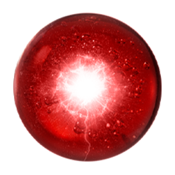 一道耀眼的白光自動感紅色球體中心迸發，象徵雪花秀「極致臻秀能量修護安瓶」強大的能量。