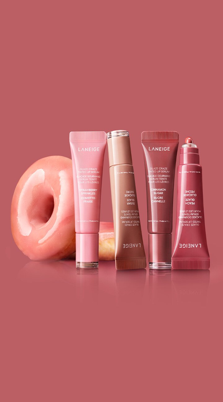 Glaze Craze Tinted Lip Serum - Strawberry sprinkles, Sugar glaze, Cinnamon sugar, Peach glaze