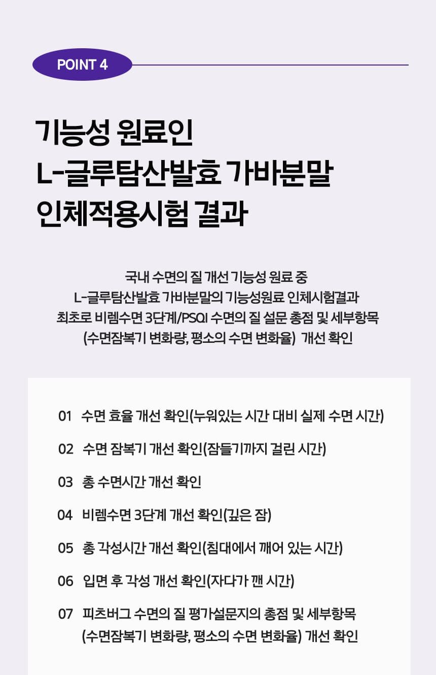 POINT4 기능성 원료인 L-글루탐산발효 가바분말 인체적용시험 결과