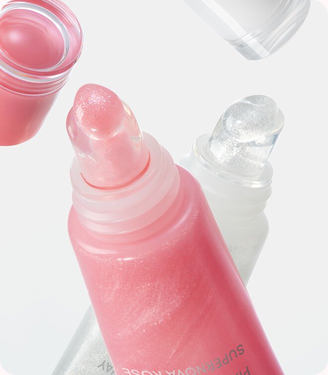 Lip Glowy Balm Stardust Edition 핑크 슈퍼노바, 밀키웨이 텍스처