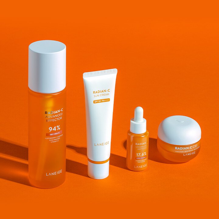 Start your skincare routine with other LANEIGE Radian-C line
End your Radian-C skincare routine with Radian-C Sun Cream to avoid dullness of skin