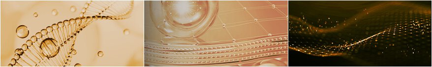 微觀影像呈現脫氧核糖核酸螺旋結構與發光水滴交錯，並搭配分層質感，暗示先進護膚科技，視覺化展現雪花秀 Ultimate S Infusion Treatment 的科學驗證配方。