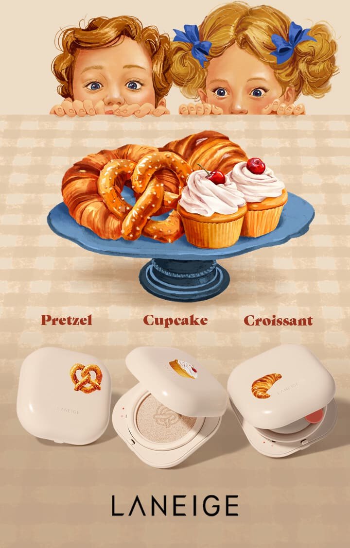 Pretzel, Cupcake, Croissant/베이커리 에디션 네오 쿠션 매트/LANEIGE