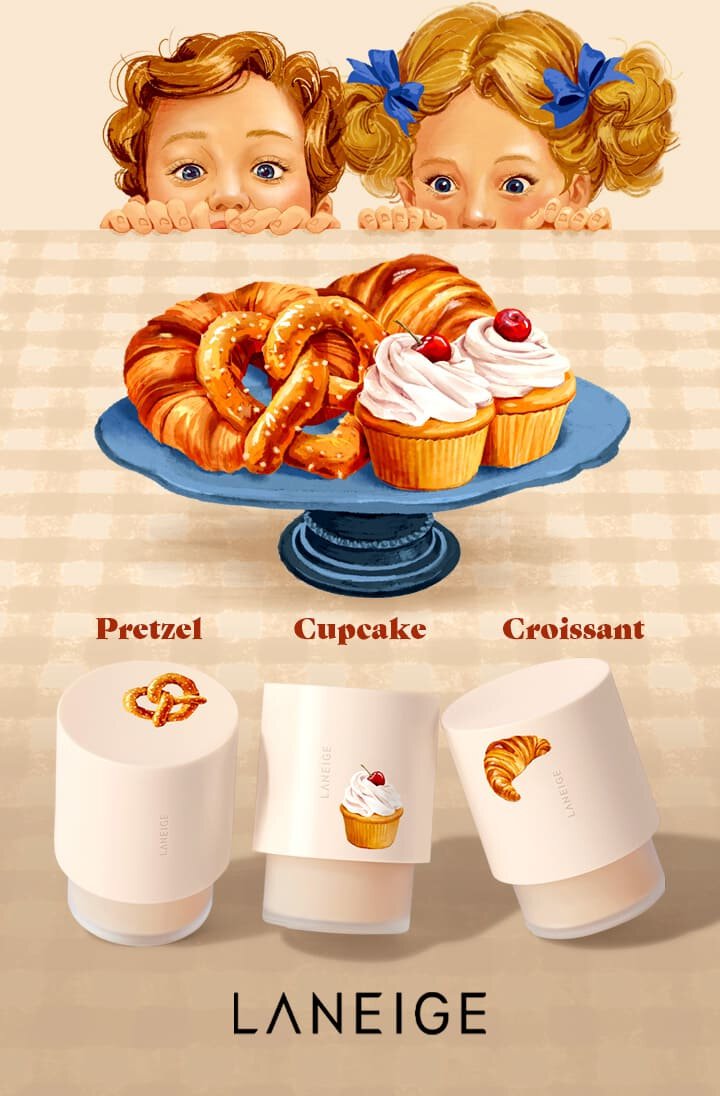 Pretzel, Cupcake, Croissant/베이커리 에디션 네오 파운데이션 매트/LANEIGE